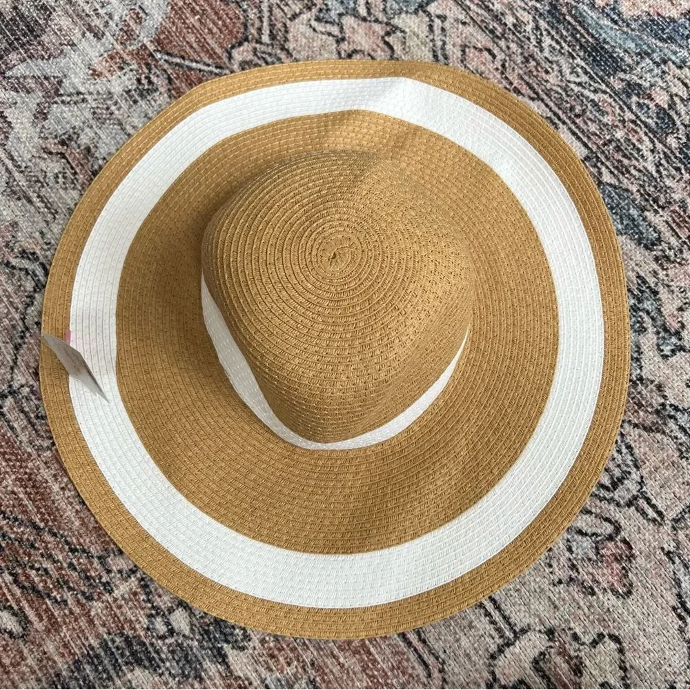 NWT Shade & Shore Striped Sunhat Straw Floppy Beach Hat